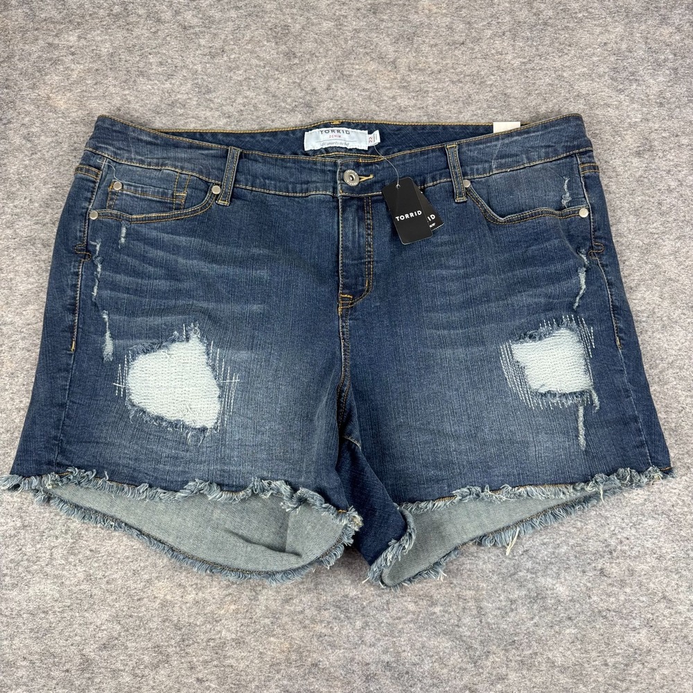 Torrid Distressed Cut Off Denim Shorts 5" Cotton Stretch Blue Womens 22